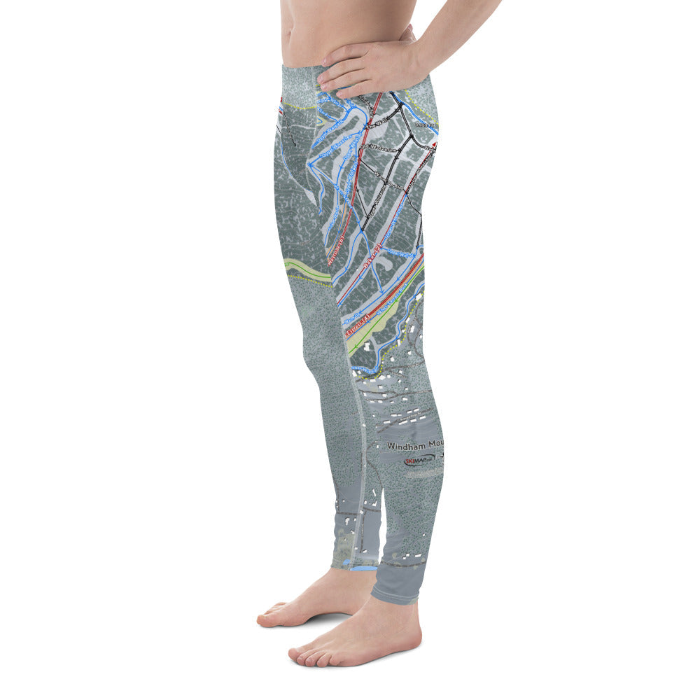 Windham Mountain, New York Ski Trail Map - Men's Base Layer Bottoms - Powderaddicts