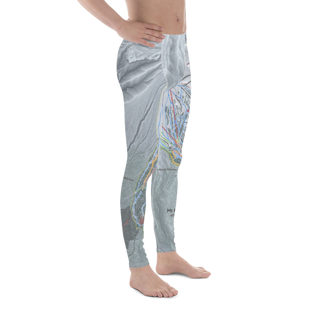 Mt Hood, Oregon Ski Trail Map - Men's Base Layer Bottoms - Powderaddicts