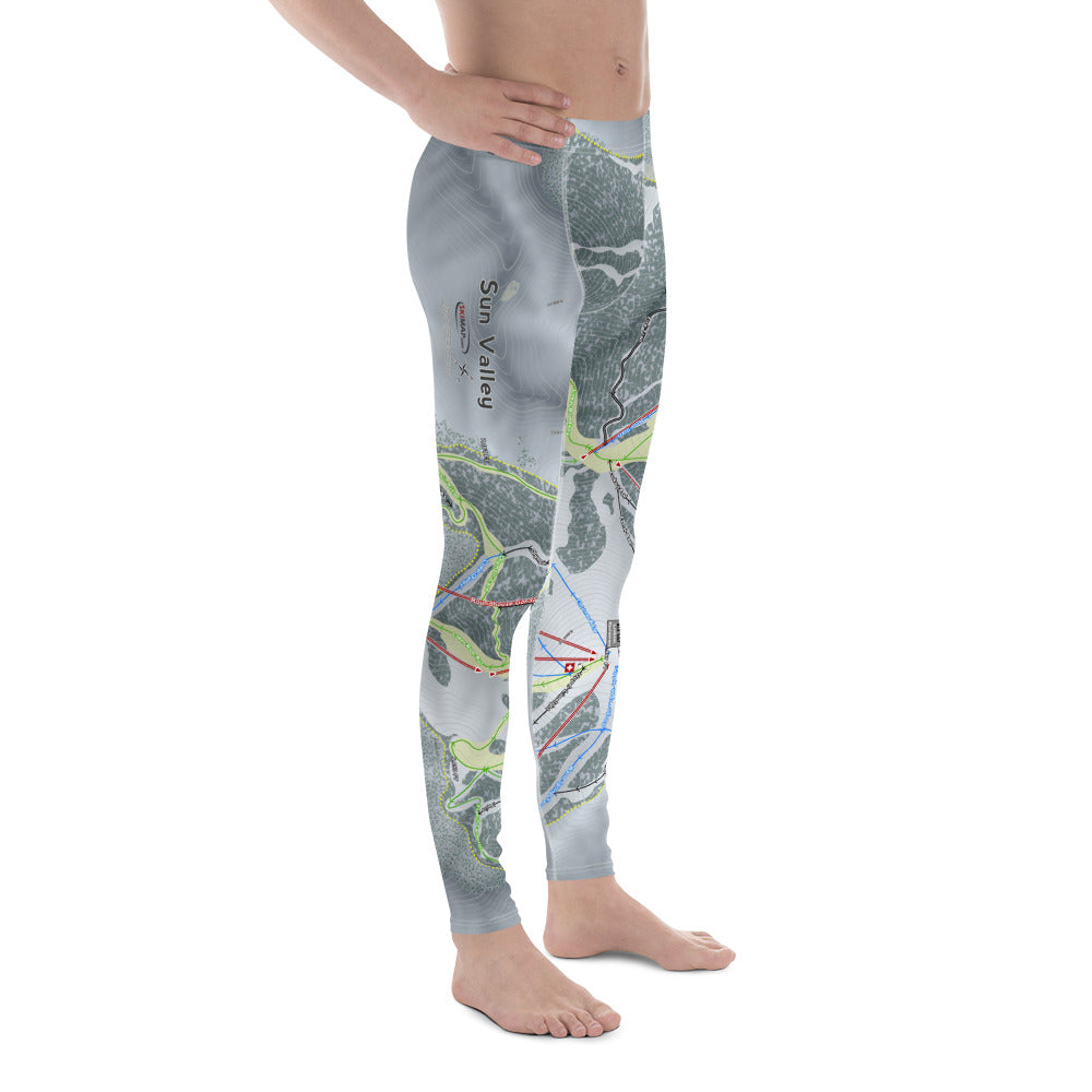 Sun Valley, Idaho Ski Trail Map - Men's Base Layer Bottoms - Powderaddicts