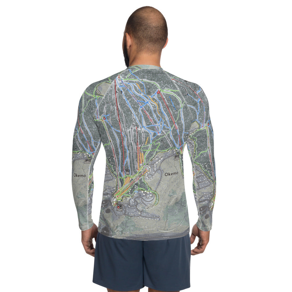 Okemo, Vermont Ski Trail Map Men's Base Layer Top - Powderaddicts