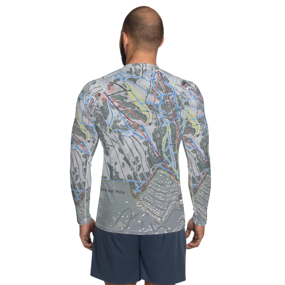 Jackson Hole, Wyoming Ski Trail Map Men's Base Layer Top - Powderaddicts