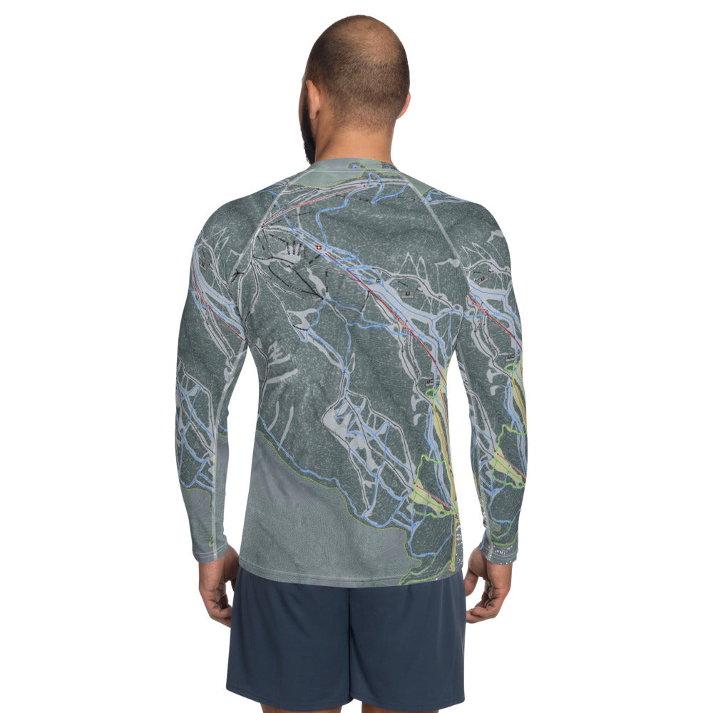 Panorama, British Columbia Ski Trail Map Men's Base Layer Top - Powderaddicts