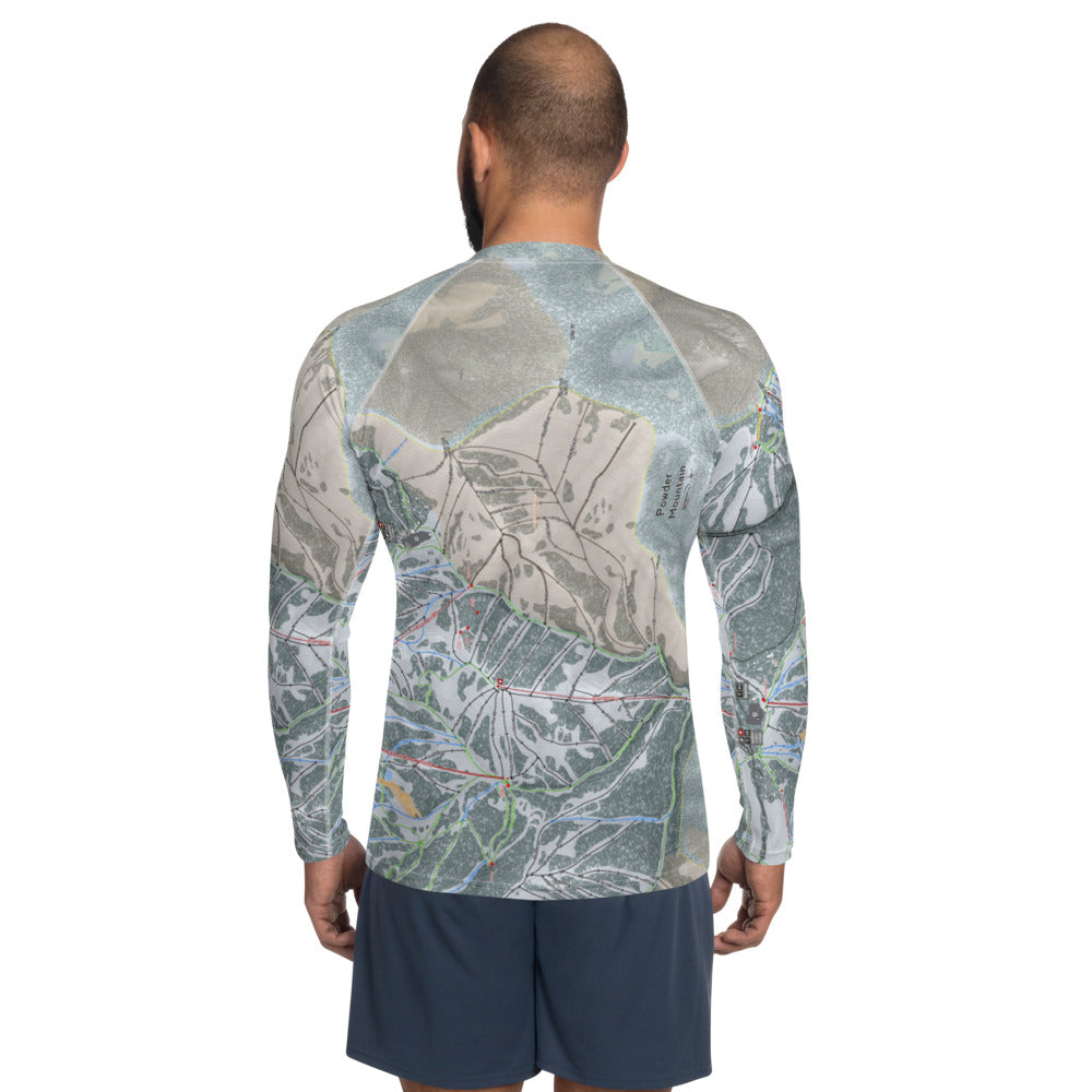 Powder Mountain, Utah Ski Trail Map Men's Base Layer Top - Powderaddicts