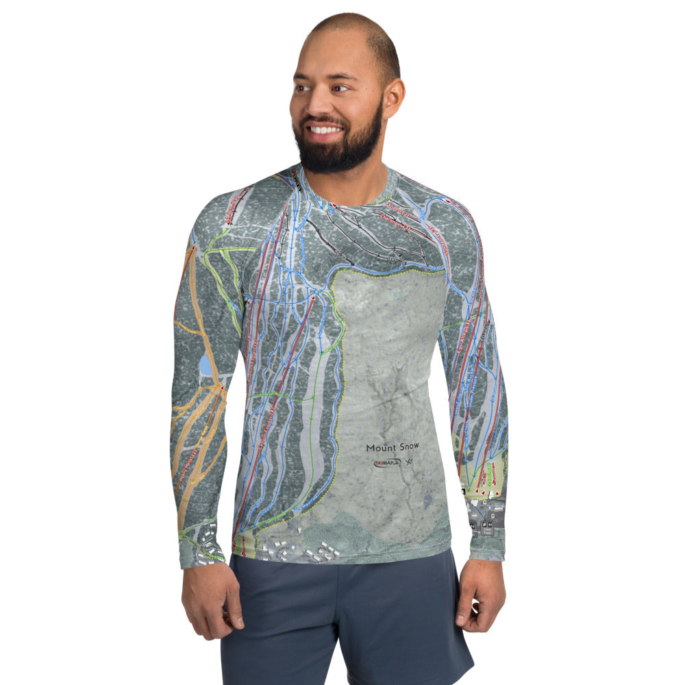 Mount Snow, Vermont Ski Trail Map Men's Base Layer Top - Powderaddicts