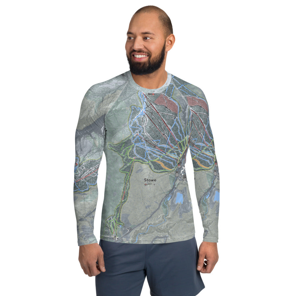 Stowe, Vermont Ski Trail Map Men's Base Layer Top - Powderaddicts