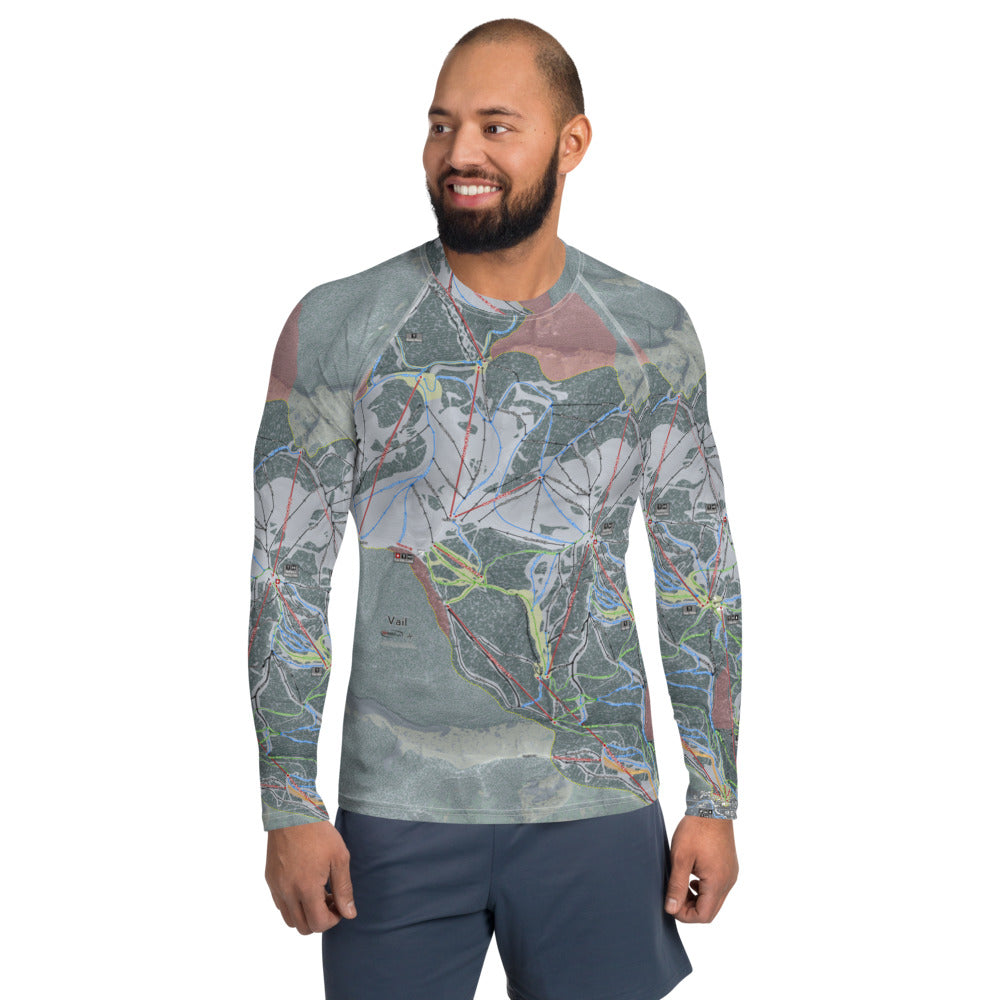 Vail, Colorado Ski Trail Map Men's Base Layer Top - Powderaddicts