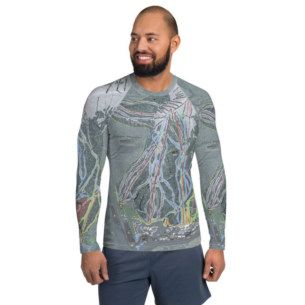 Copper Mountain, Colorado Ski Trail Map Men's Base Layer Top - Powderaddicts