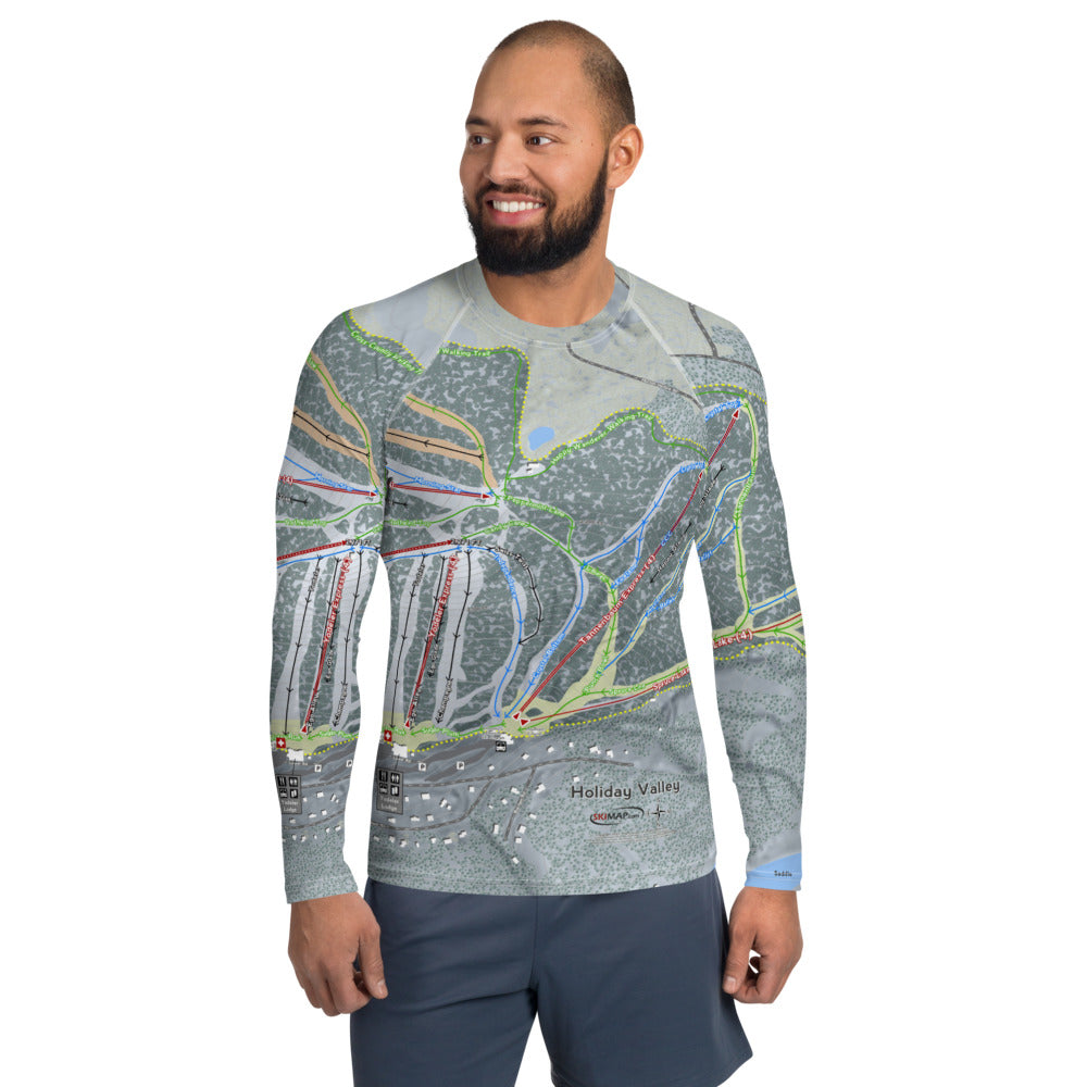 Holiday Valley, New York Ski Trail Map Men's Base Layer Top - Powderaddicts