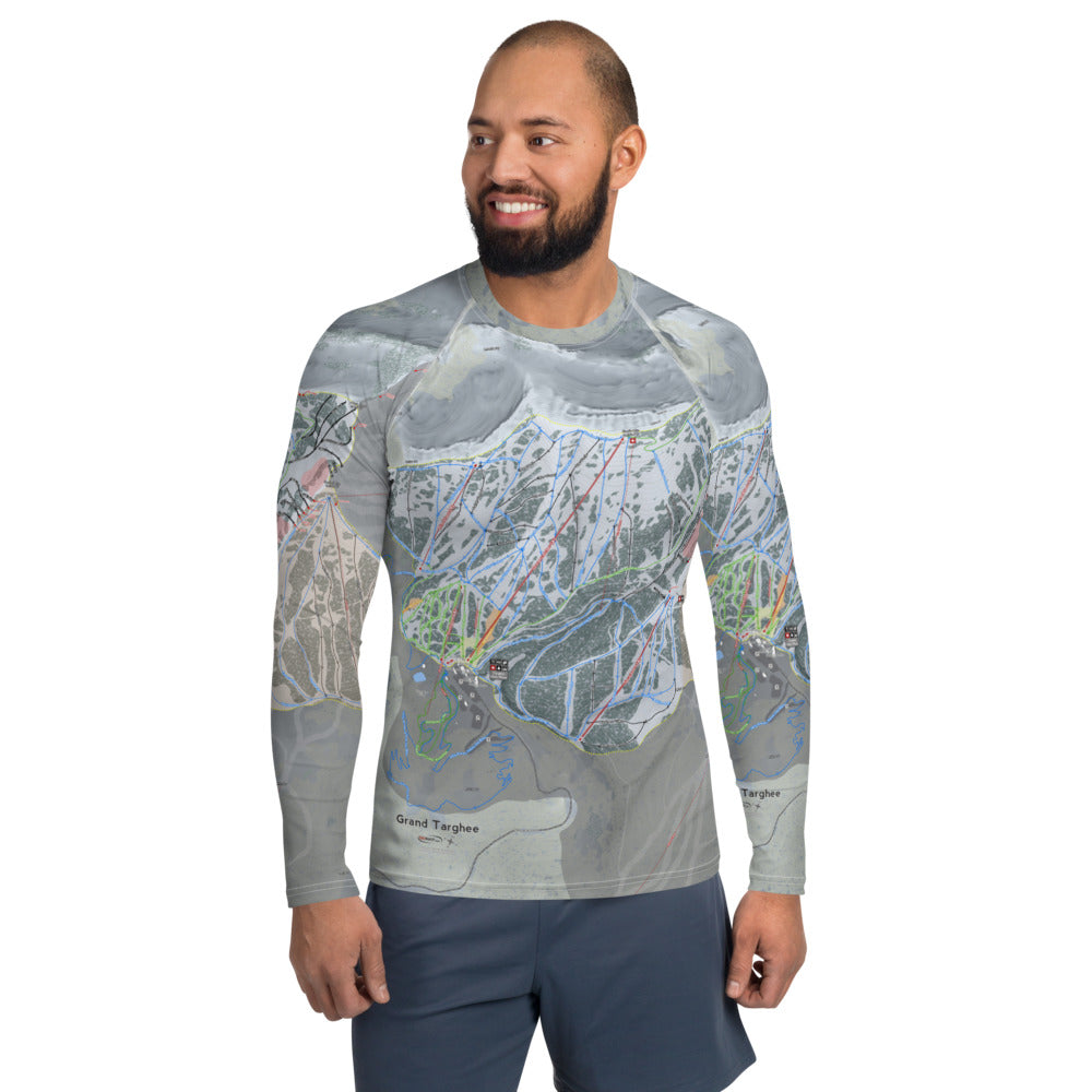 Grand Targhee, Wyoming Ski Trail Map Men's Base Layer Top - Powderaddicts