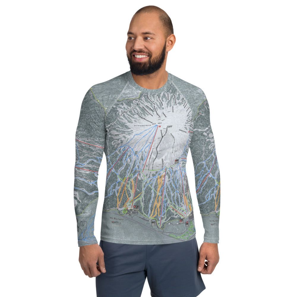 Mt Bachelor, Oregon Ski Trail Map Men's Base Layer Top - Powderaddicts