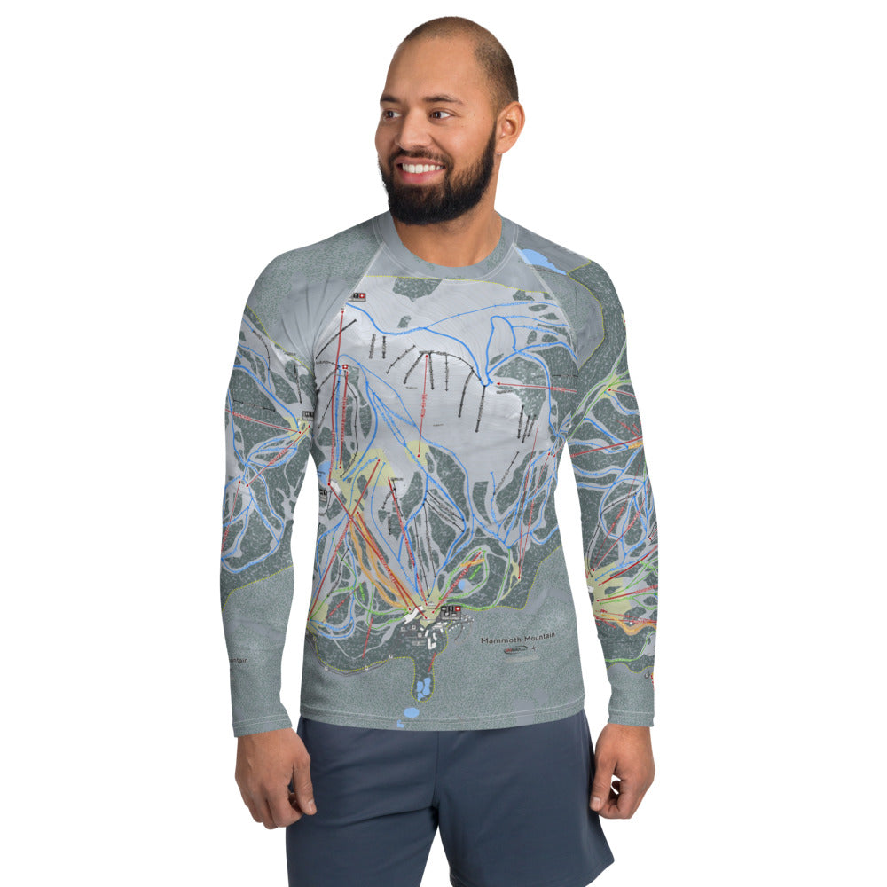 Mammoth Mountain, California Ski Trail Map Men's Base Layer Top - Powderaddicts