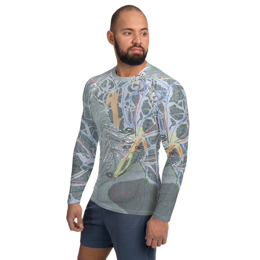 Schweitzer, Idaho Ski Trail Map Men's Base Layer Top - Powderaddicts