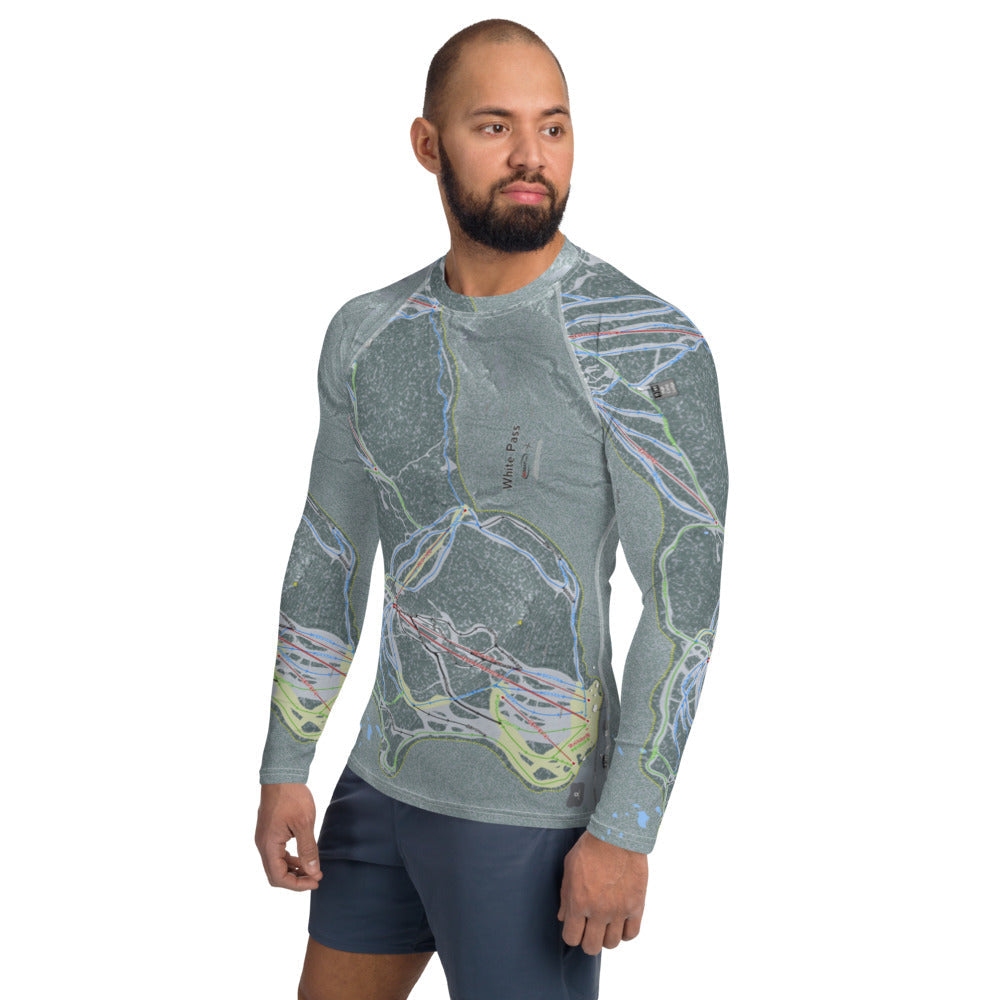 White Pass, Washington Ski Trail Map Men's Base Layer Top - Powderaddicts
