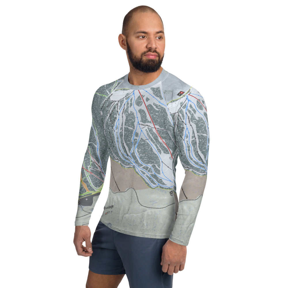 Brundage, Idaho Ski Trail Map Men's Base Layer Top - Powderaddicts