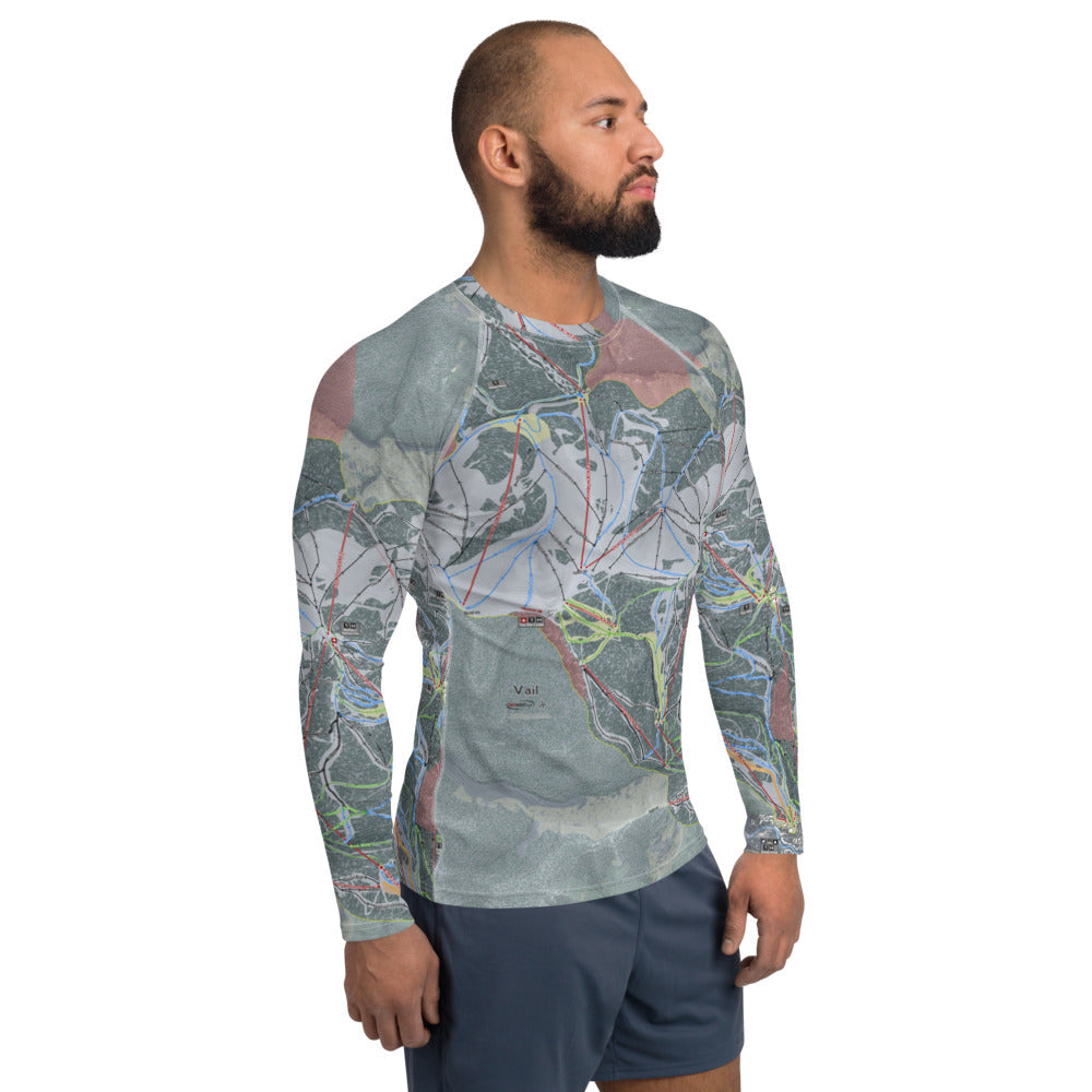 Vail, Colorado Ski Trail Map Men's Base Layer Top - Powderaddicts