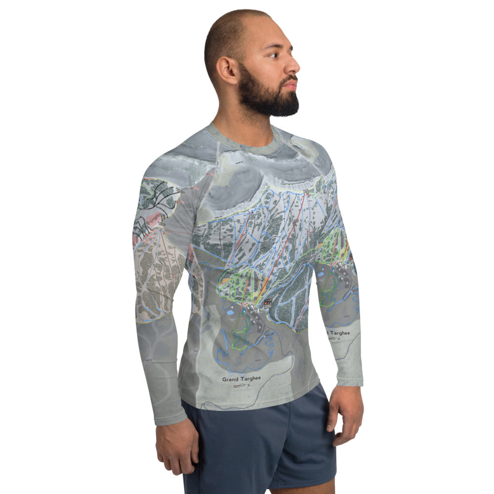 Grand Targhee, Wyoming Ski Trail Map Men's Base Layer Top - Powderaddicts