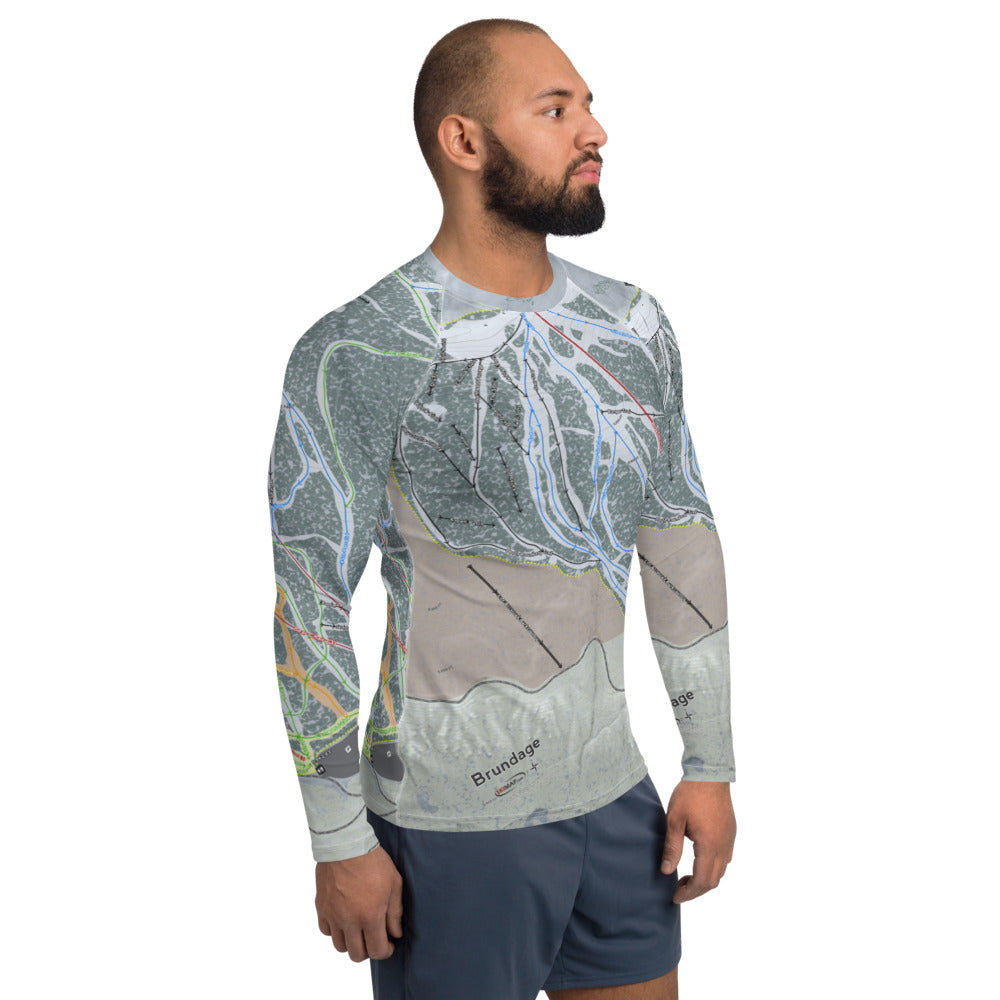 Brundage, Idaho Ski Trail Map Men's Base Layer Top - Powderaddicts