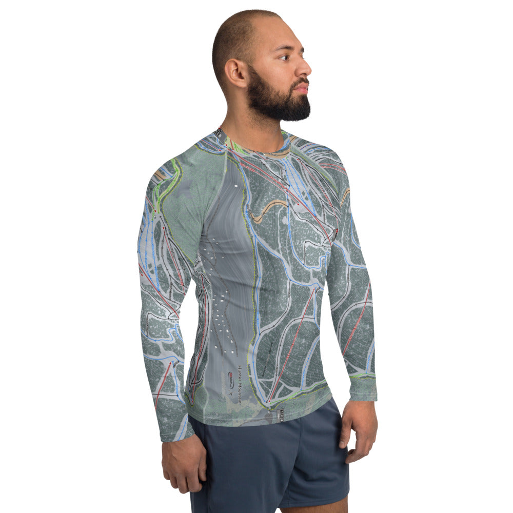 Hunter Mountain, New York Ski Trail Map Men's Base Layer Top - Powderaddicts