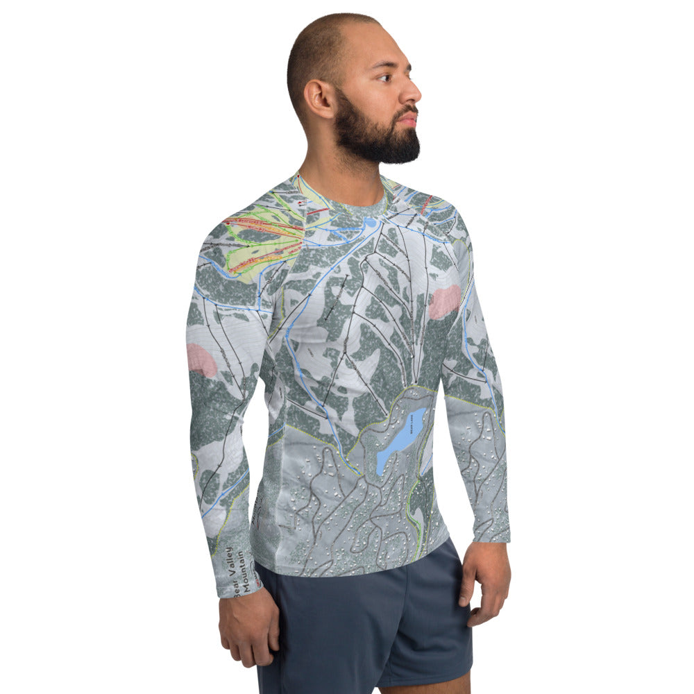 Bear Valley Mountain, California Ski Trail Map Men's Base Layer Top - Powderaddicts
