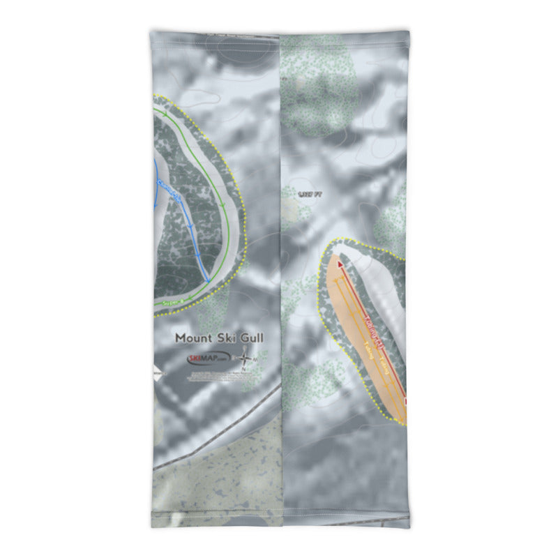 Mount Ski Gull, Minnesota Ski Trail Map Printed Neck Gaiter - Powderaddicts