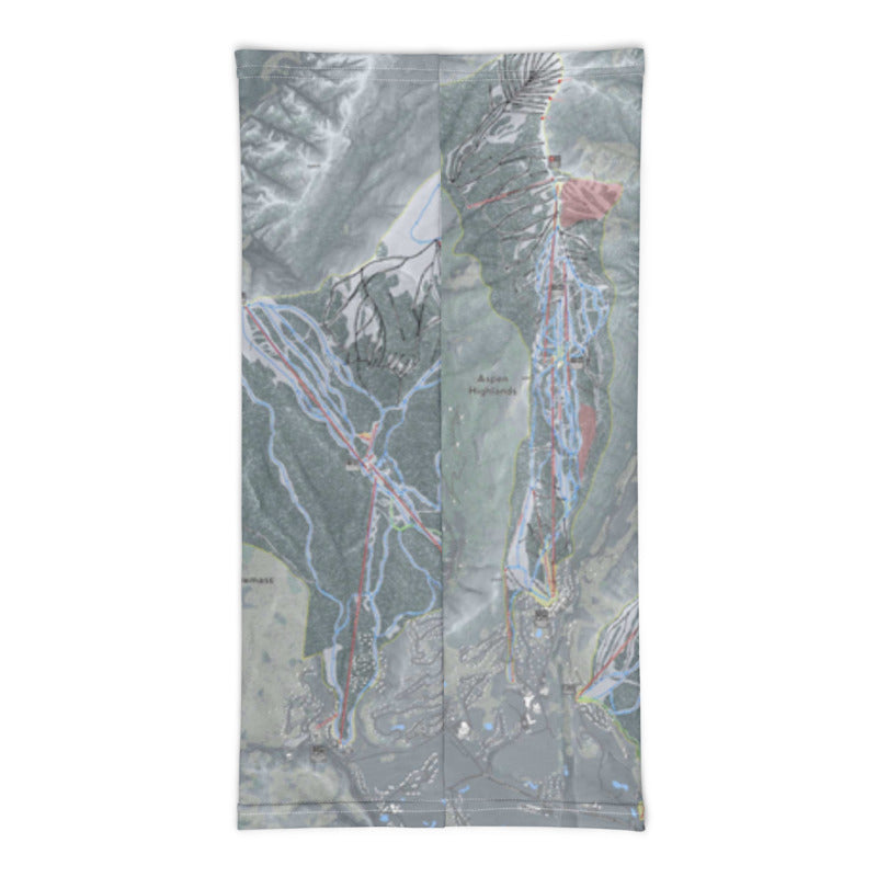 Aspen Snowmass, Colorado Ski Trail Map Printed Neck Gaiter - Powderaddicts