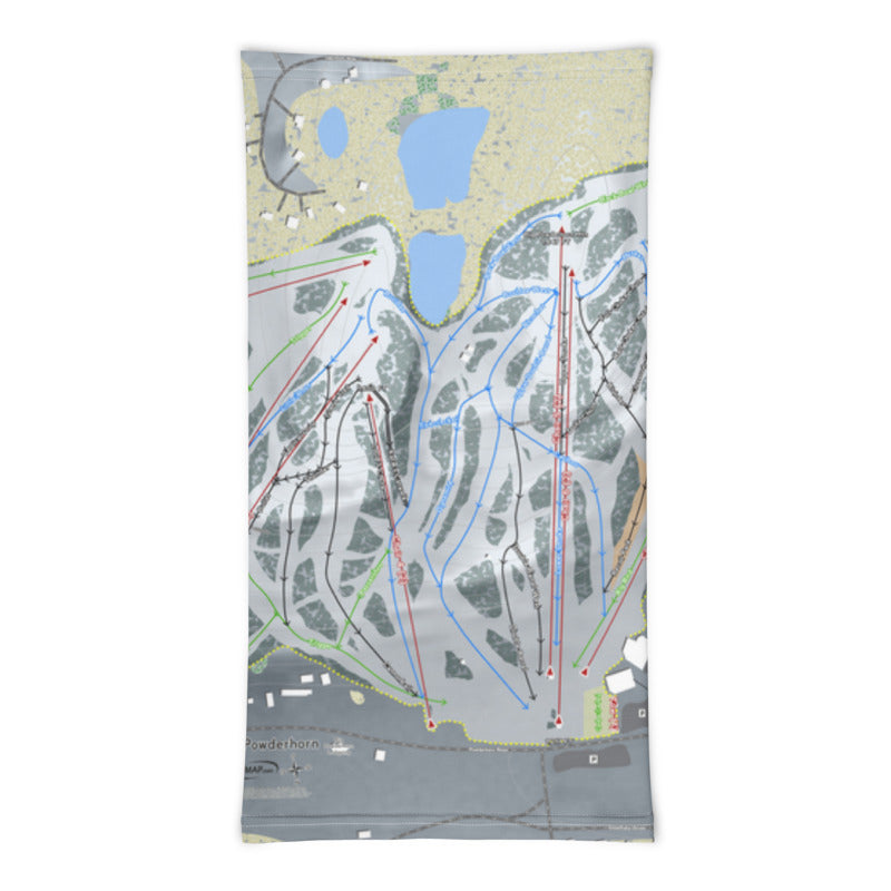 Big Powderhorn, Michigan Ski Trail Map Printed Neck Gaiter - Powderaddicts