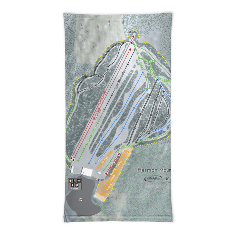 Hermon Mountain, Maine Ski Trail Map Printed Neck Gaiter - Powderaddicts
