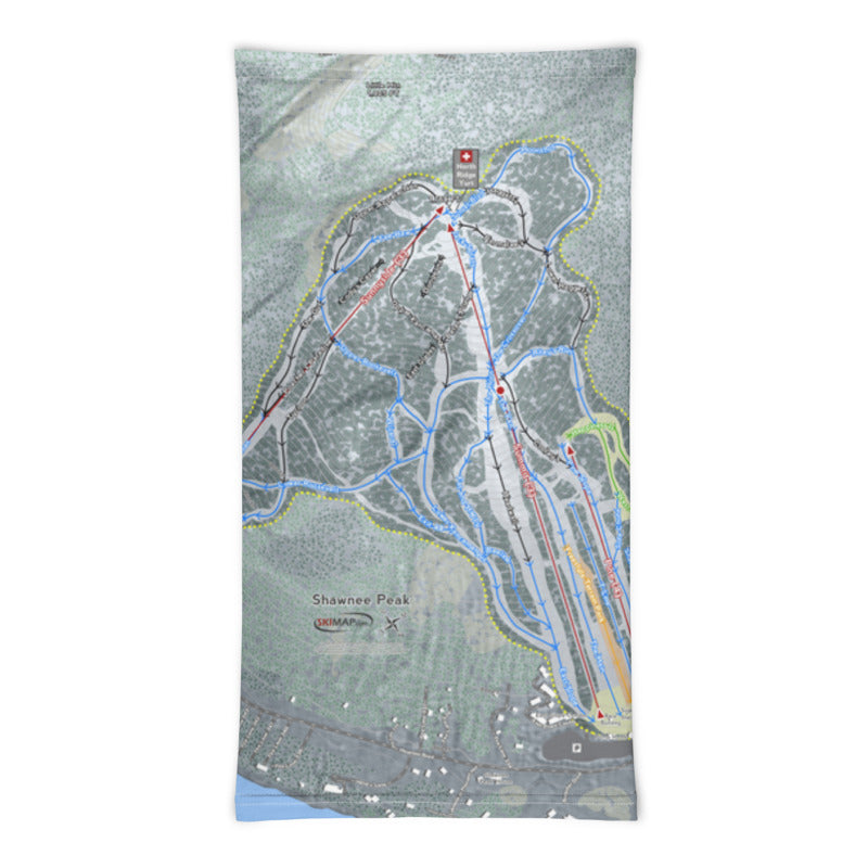 Shawnee Peak, Maine Ski Trail Map Printed Neck Gaiter - Powderaddicts