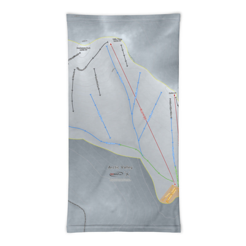 Arctic Valley, Alaska Ski Trail Map Printed Neck Gaiter - Powderaddicts