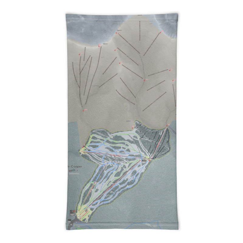Ski Cooper, Colorado Ski Trail Map Printed Neck Gaiter - Powderaddicts