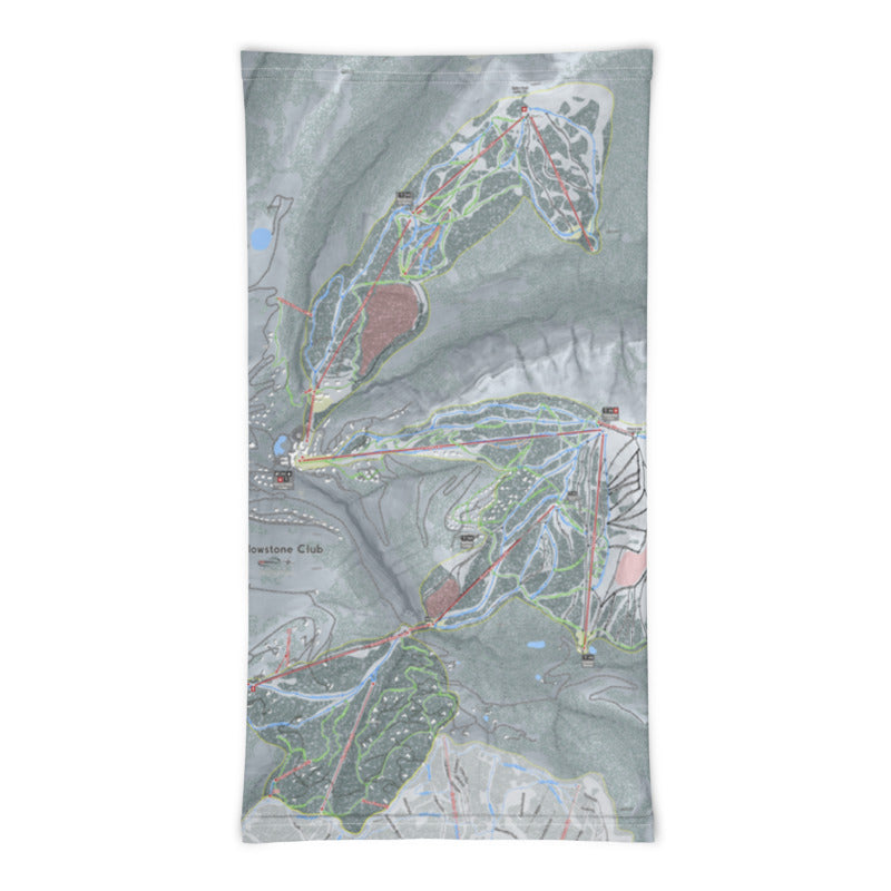 Yellowstone Club, Montana Ski Trail Map Printed Neck Gaiter - Powderaddicts
