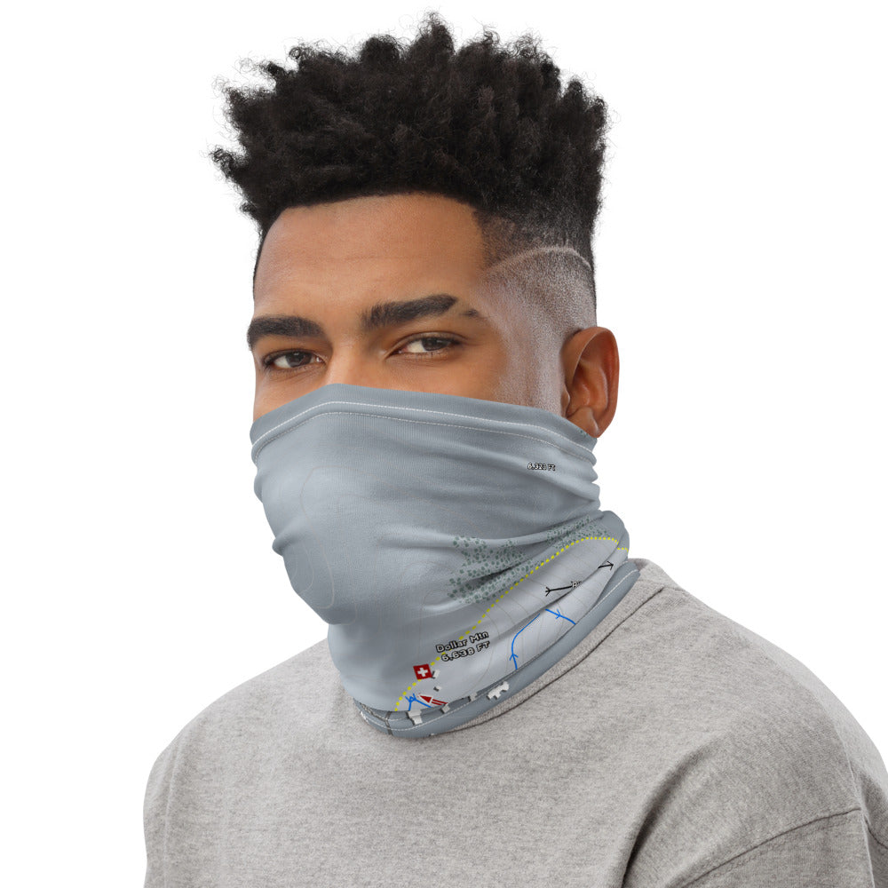 Sun Valley Dollar Mtn, Idaho Ski Trail Map Printed Neck Gaiter - Powderaddicts
