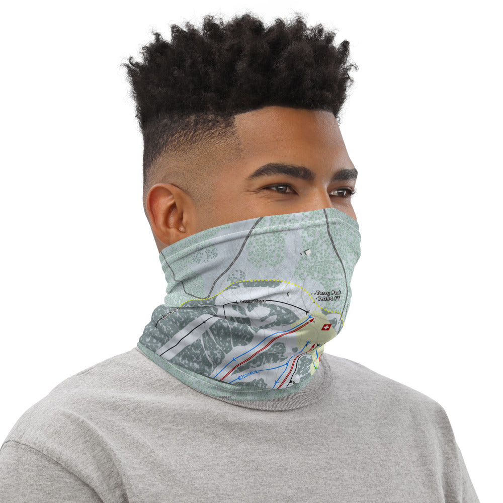 Terry Peak, South Dakota Ski Trail Map Printed Neck Gaiter - Powderaddicts