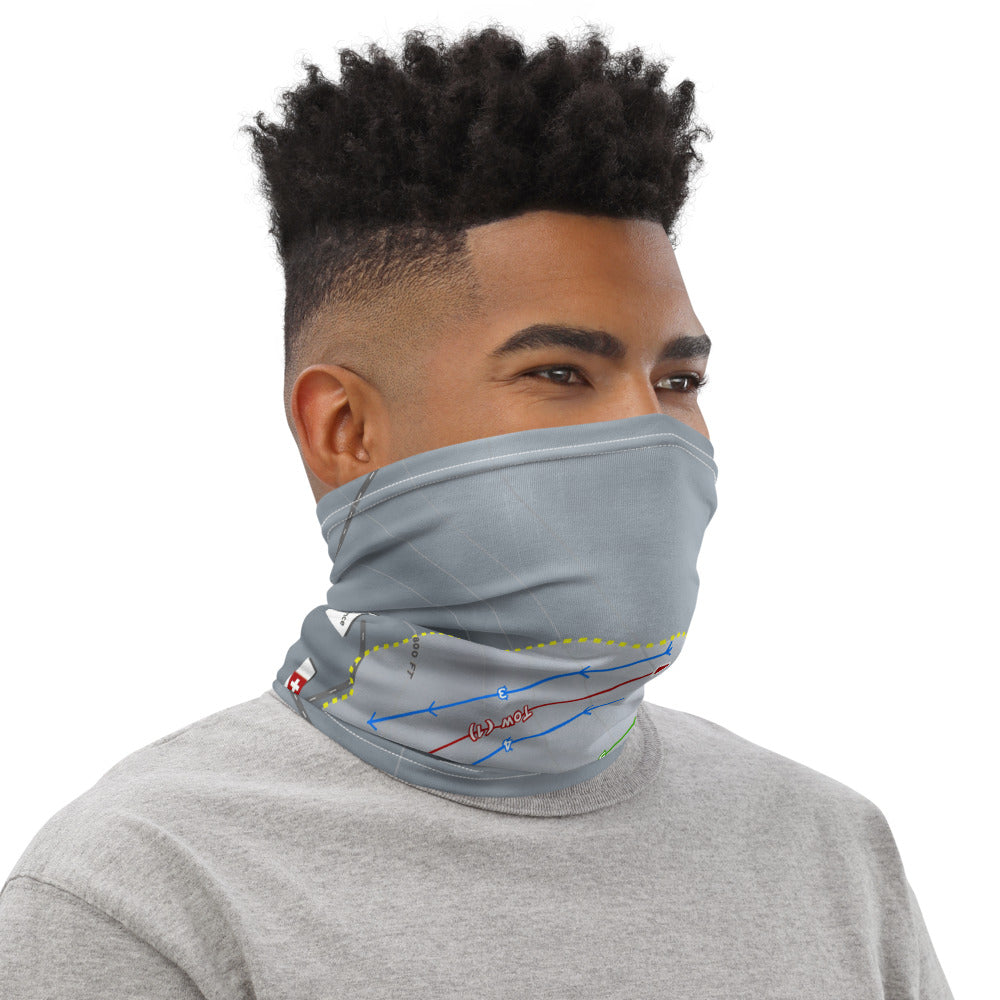 Villa Olivia, Illinois Ski Trail Map Printed Neck Gaiter - Powderaddicts
