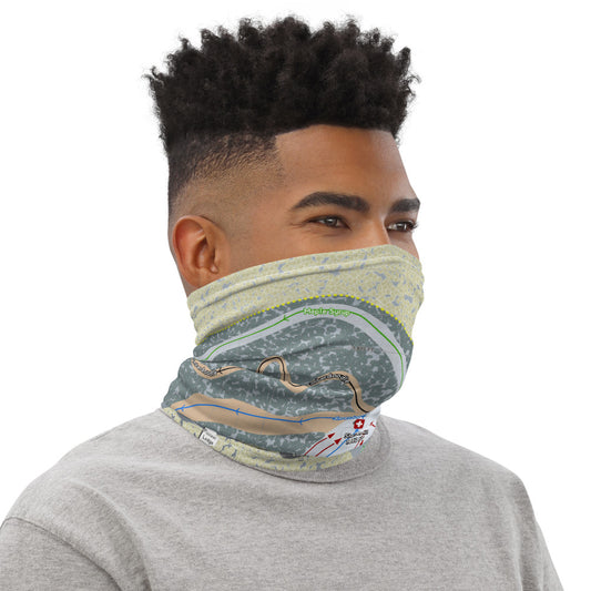 Ski Brule, Michigan Ski Trail Map Printed Neck Gaiter - Powderaddicts