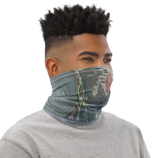 Banff Sunshine, Alberta Ski Trail Map Printed Neck Gaiter - Powderaddicts