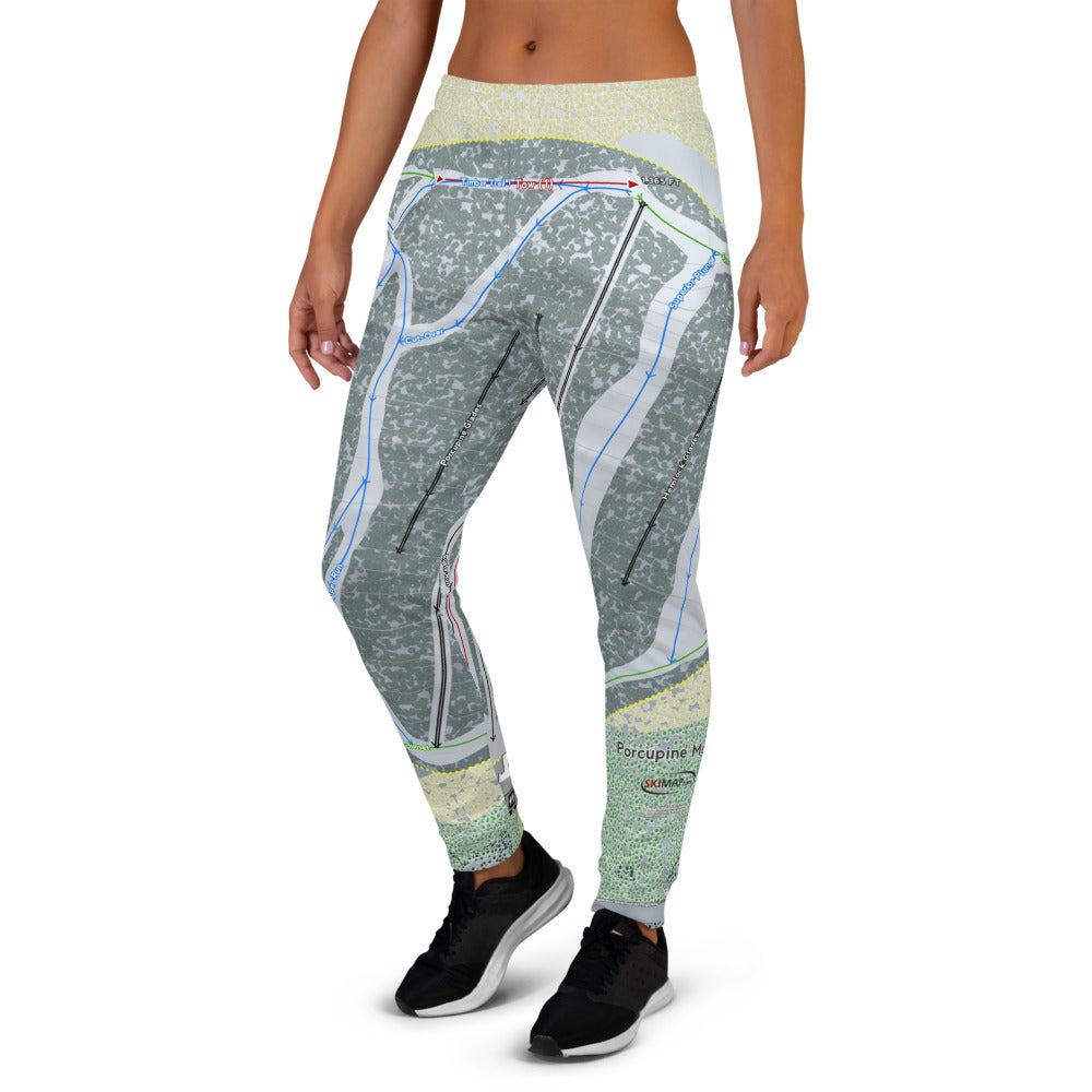 Porcupine Mountains, Michigan Ski Trail Map Women's Mid-Layer - Powderaddicts