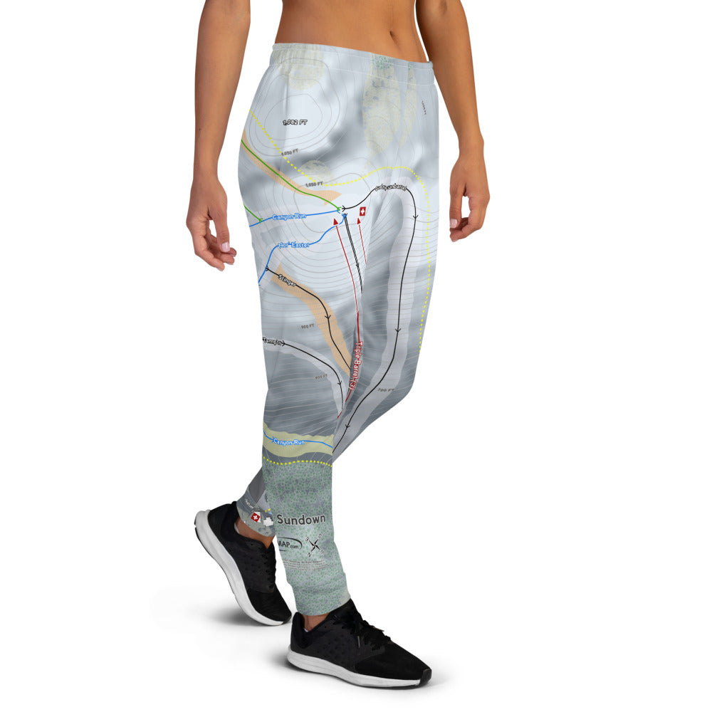 Ski Sundown, Connecticut Ski Trail Map Women's Mid-Layer - Powderaddicts