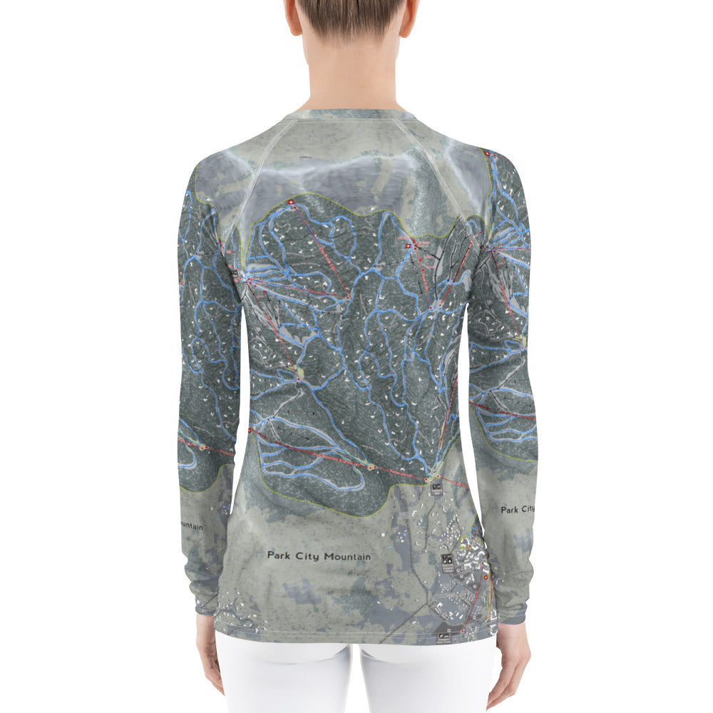Park City, Utah Ski Trail Map Women's Base Layer Top - Powderaddicts
