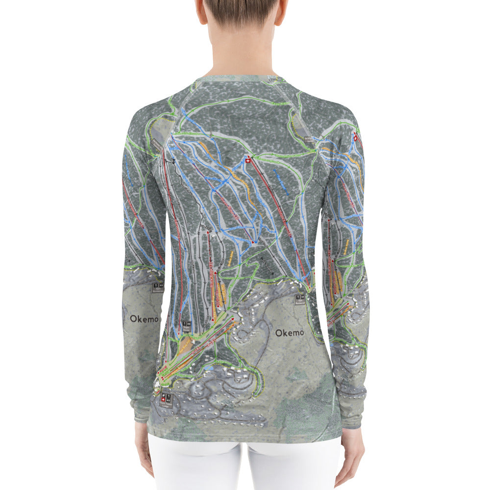 Okemo, Vermont Ski Trail Map Women's Base Layer Top - Powderaddicts