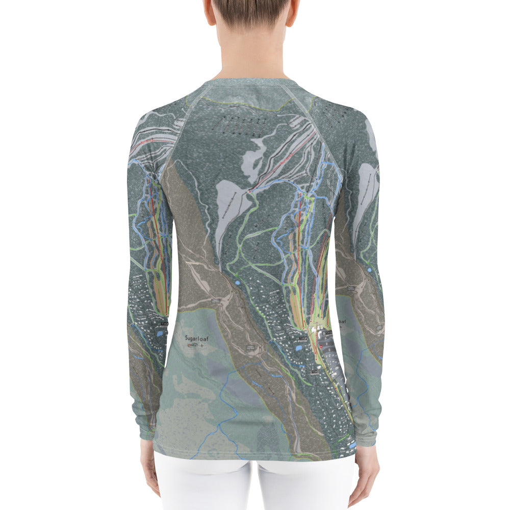 Sugarloaf, Maine Ski Trail Map Women's Base Layer Top - Powderaddicts