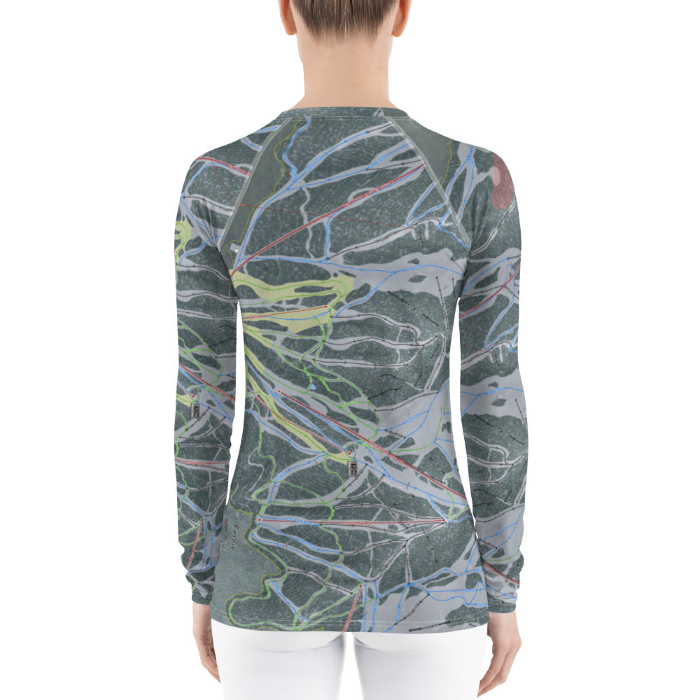 Fernie, British Columbia Ski Trail Map Women's Base Layer Top - Powderaddicts