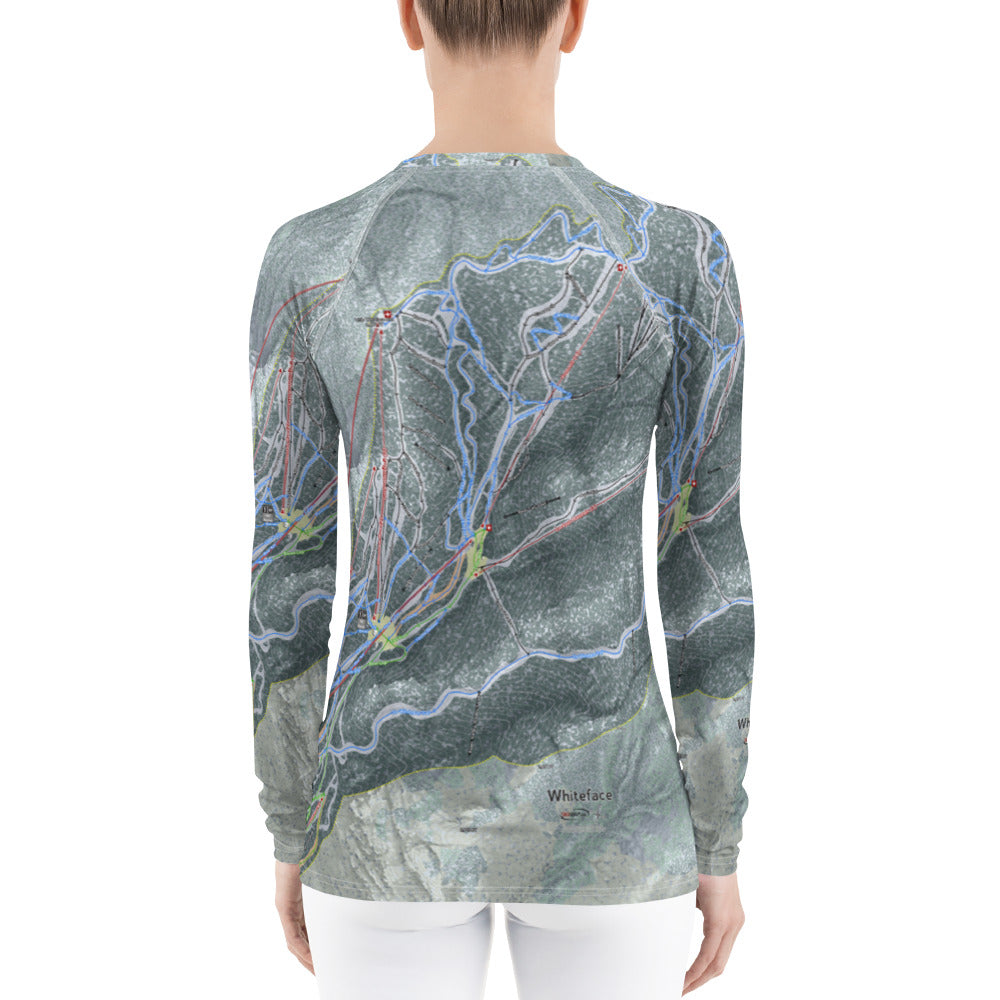 Whiteface, New York Ski Trail Map Women's Base Layer Top - Powderaddicts