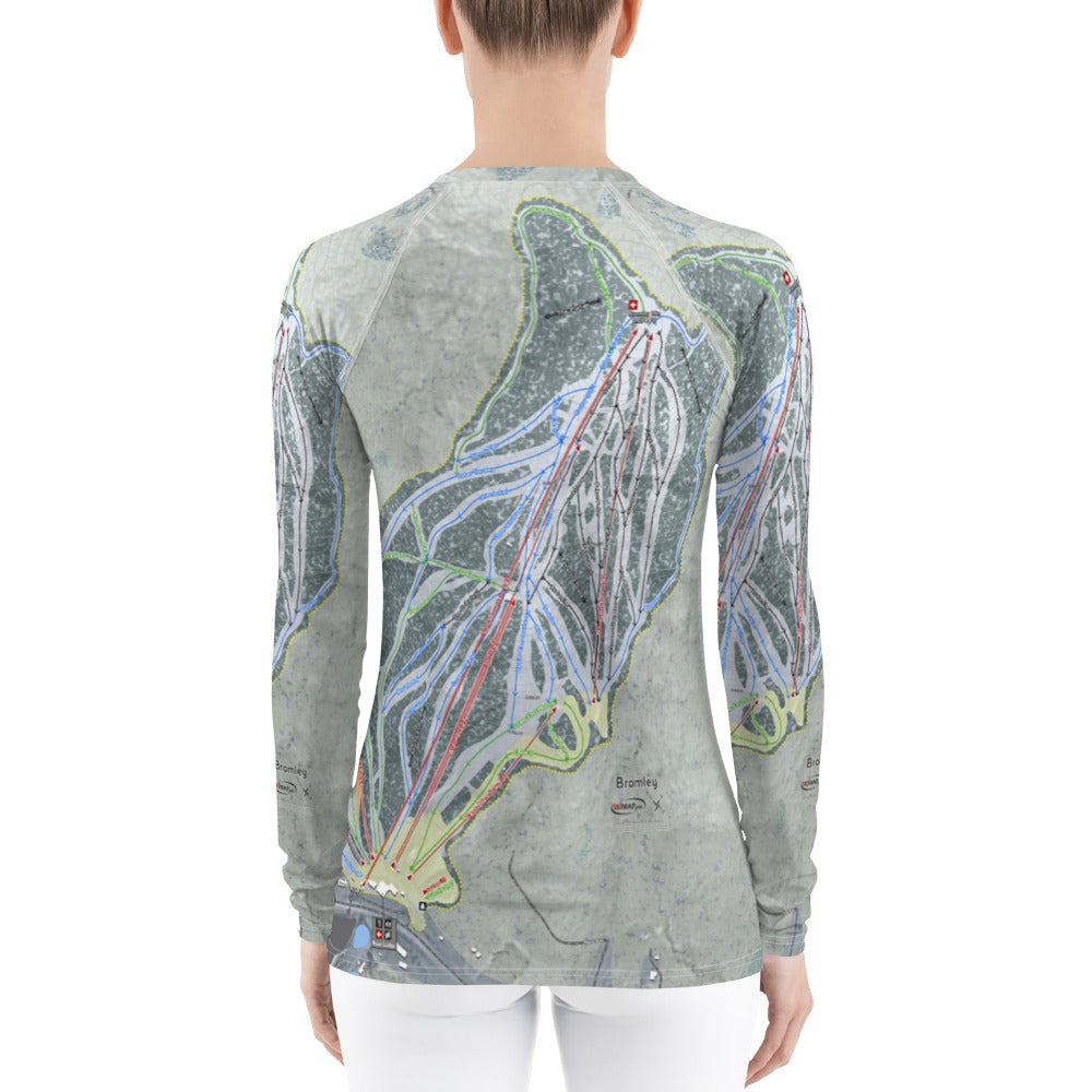 Bromley, Vermont Ski Trail Map Women's Base Layer Top - Powderaddicts