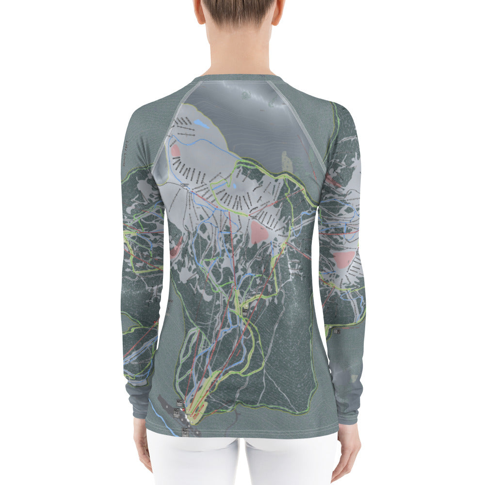 Lake Louise, Alberta Ski Trail Map Women's Base Layer Top - Powderaddicts