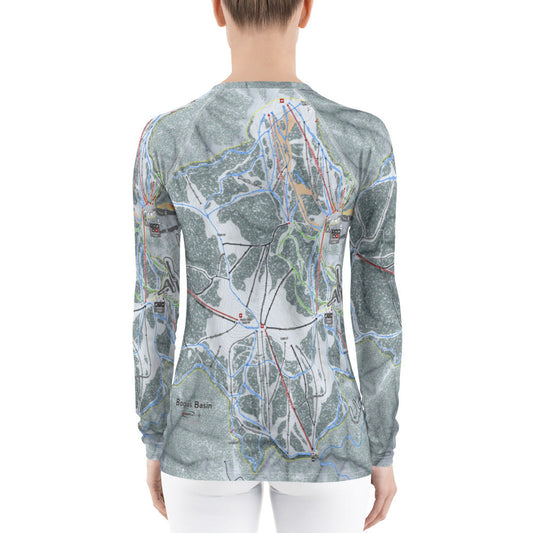 Bogus Basin, Idaho Ski Trail Map Women's Base Layer Top - Powderaddicts