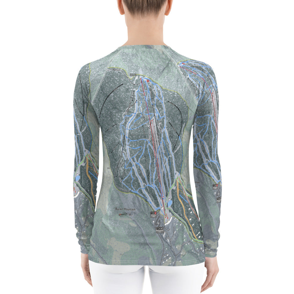 Burke Mountain, Vermont Ski Trail Map Women's Base Layer Top - Powderaddicts