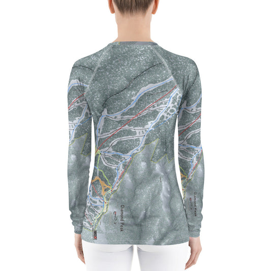 Diamond Peak, Nevada Ski Trail Map Women's Base Layer Top - Powderaddicts