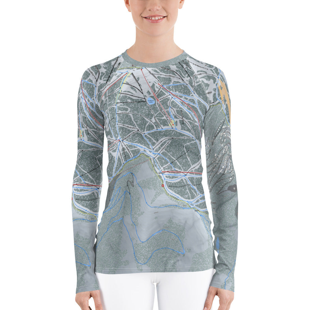 Schweitzer, Idaho Ski Trail Map Women's Base Layer Top - Powderaddicts
