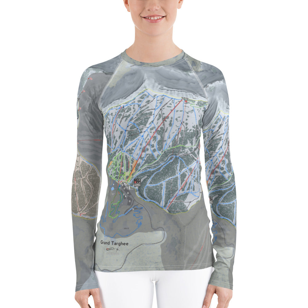 Grand Targhee, Wyoming Ski Trail Map Women's Base Layer Top - Powderaddicts